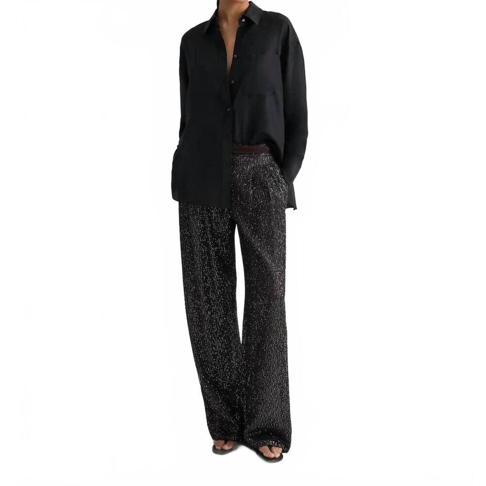 NEW TWP sulli pants in dark chocolate/silver